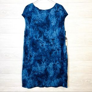 Lauren Ralph Lauren 100% Linen Blue Tie Dye Swirl Pattern Dress Size 3X